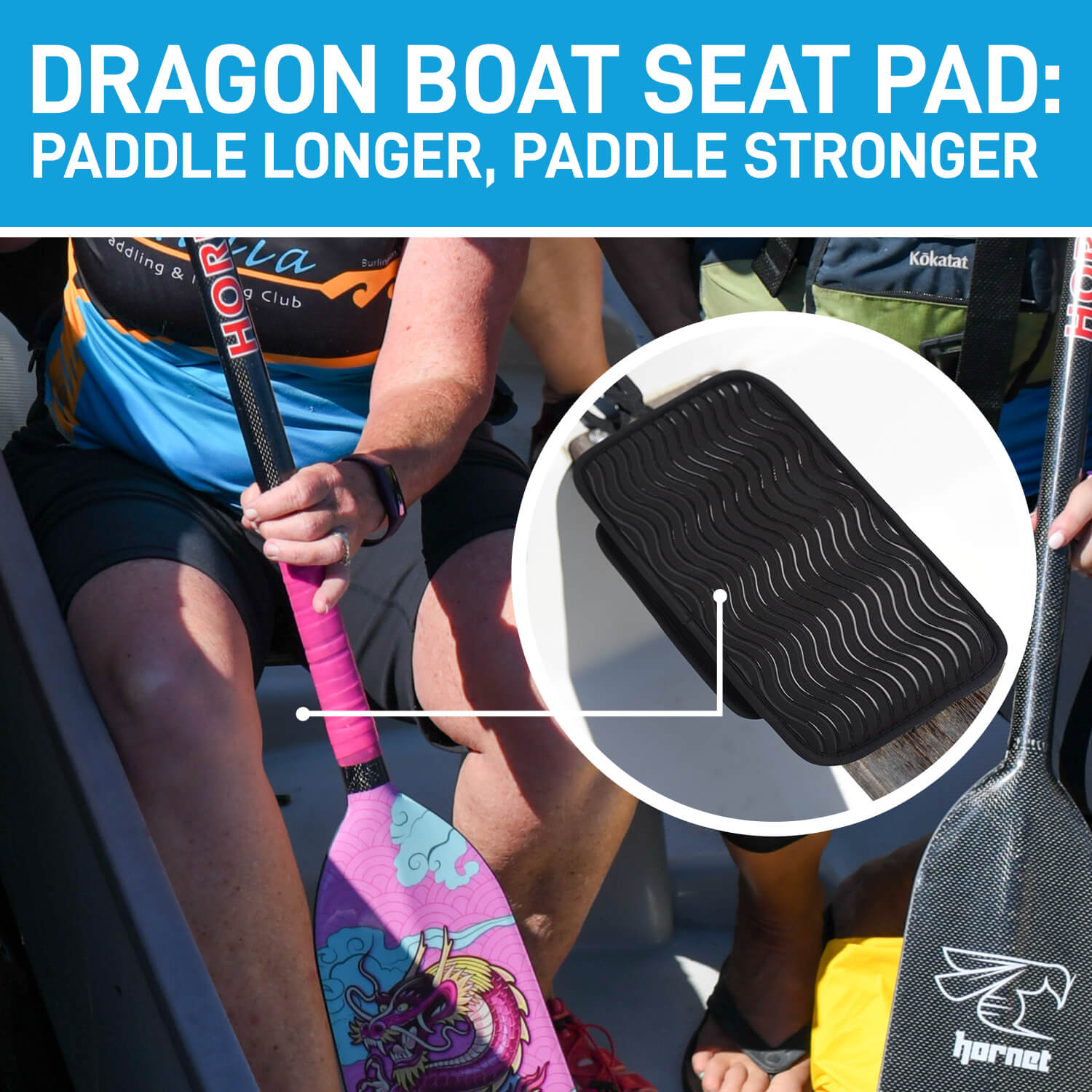 Dragon Boat Seat Pad with Secure Strap and Storage Pockets - IDBF Approved