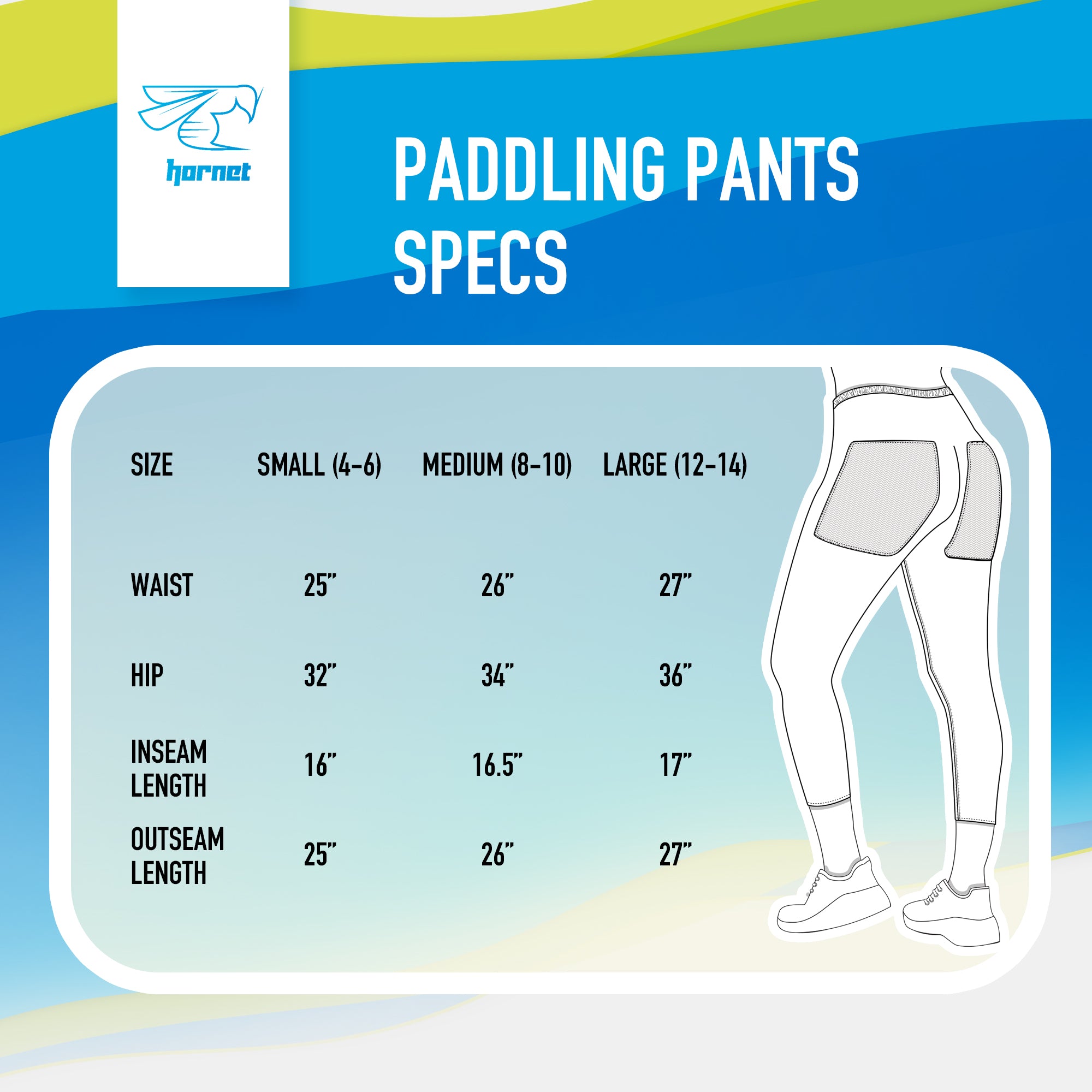 Non-Slip Cushioned Paddling Pants - Capri Length – Hornet Watersports